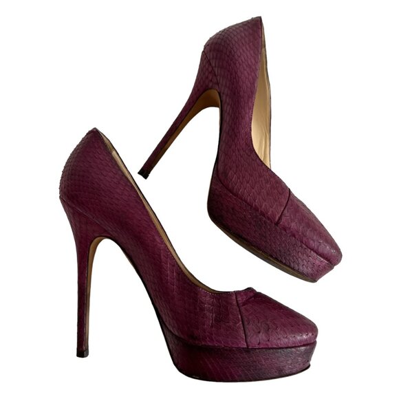 Jimmy Choo Cosmic Snakeskin leather pumps platform 5" stiletto high heel 36 - Picture 7 of 11